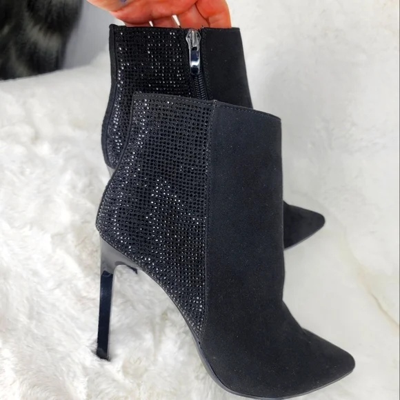 NINE WEST NWT Booties Boots Woman's Heels Suede Black Stone authentic designer - Picture 5 of 15